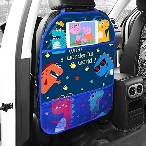 HYCSP Asiento de coche de dibujos animados protector de espalda cubierta del coche Organizador tableta representan bolso colgante Car Styling almacenamiento de soporte Kick Mat Accesorios for el coche