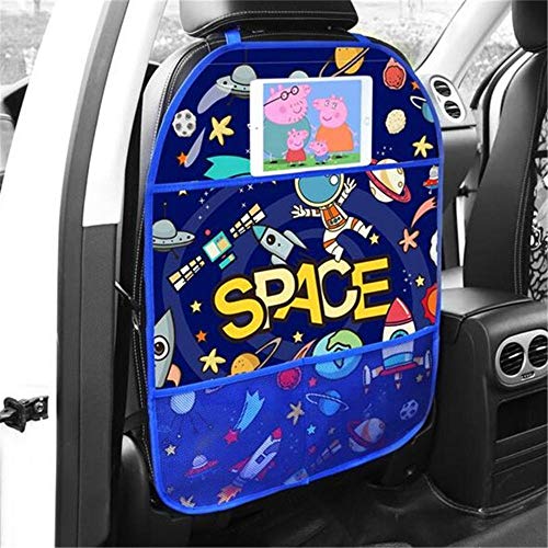 HYCSP Asiento de coche de dibujos animados protector de espalda cubierta del coche Organizador tableta representan bolso colgante Car Styling almacenamiento de soporte Kick Mat Accesorios for el coche