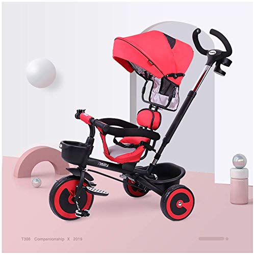 HYLH Cochecito De Bebé Triciclo, Bicicleta Triciclo 3 In1 1-3 AñOs con Pedal Plegable Triciclo NiñOs NiñOs DiseñO Inteligente Padres Bicicleta 3 Ruedas para NiñOs PequeñOs (Verde), Red