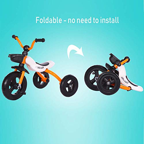 HYLH Triciclo para NiñOs De 2 AñOs, Triciclo para NiñOs, Triciclo Liviano para NiñOs De 1 A 3 DiseñO Ligero con Manubrio De Pedales, DiseñO Colorido para NiñOs BebéS Infantes, Orange