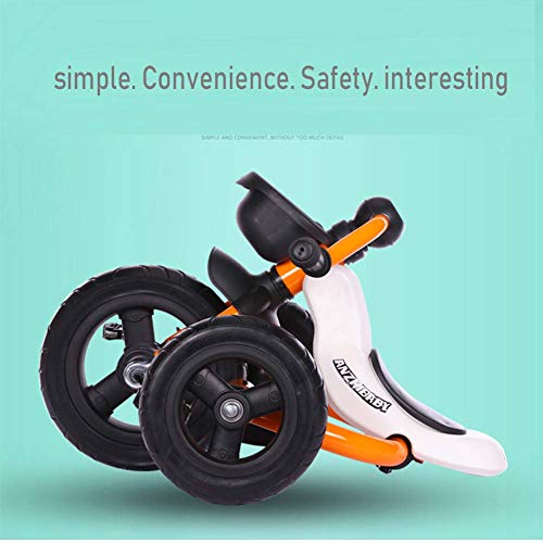 HYLH Triciclo para NiñOs De 2 AñOs, Triciclo para NiñOs, Triciclo Liviano para NiñOs De 1 A 3 DiseñO Ligero con Manubrio De Pedales, DiseñO Colorido para NiñOs BebéS Infantes, Orange