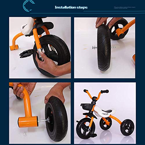 HYLH Triciclo para NiñOs De 2 AñOs, Triciclo para NiñOs, Triciclo Liviano para NiñOs De 1 A 3 DiseñO Ligero con Manubrio De Pedales, DiseñO Colorido para NiñOs BebéS Infantes, Orange