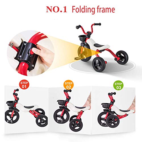 HYLH Triciclo para NiñOs De 2 AñOs, Trike para NiñOs 2-6 Triciclo Ligero Y Plegable con Pedal Ajustable En El Manillar del Primer Triciclo Scooter, Section B