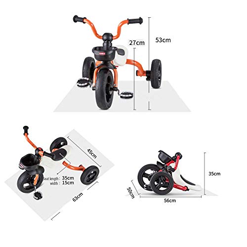 HYLH Triciclo para NiñOs De 2 AñOs, Trike para NiñOs 2-6 Triciclo Ligero Y Plegable con Pedal Ajustable En El Manillar del Primer Triciclo Scooter, Section B