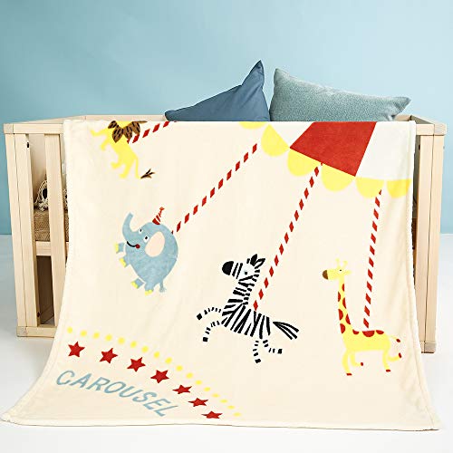 i-baby Manta Bebé Mantas Infantiles Para Cuna Cama Infantil 100x120 cm Niños Manta Swaddle Recién Nacidos 4 Estaciones (Circo Feliz)