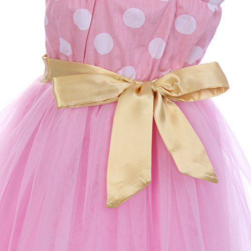 IBTOM CASTLE Traje Princesa Fiesta Minnie Vestido Bautizo para Bebés Niñas Ropa Recien Nacido Infantil Tutú Ballet Lunares Rosa 3-4 Años