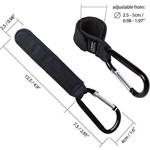 iGadgitz Home U7098 Gancho Carrito Bebe Mosquetón Stroller Hooks Clip Cochecito -Negro -2 pz