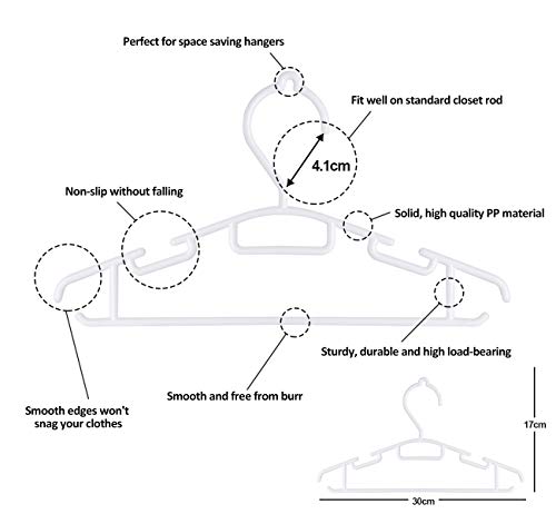 ilauke 60 Unidades Perchas Infantiles Blanco Perchas para Niños Bebé 30cm, Plástico
