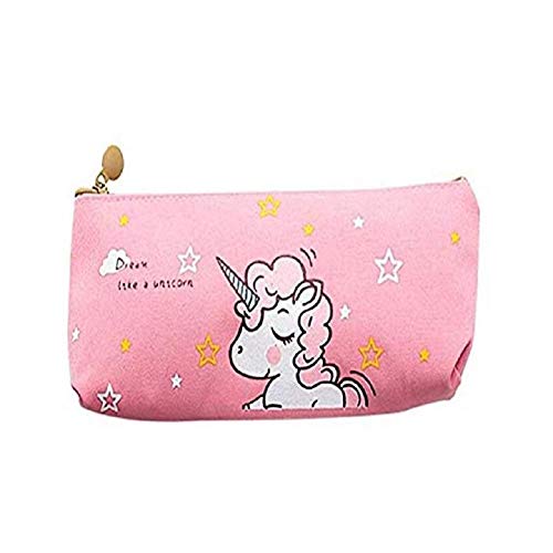 Inconpro 1X Estuche de Lápiz de Lona Encantador Caricatura Maquillaje Cosmético Pluma Lápiz Papelería Bolsa de Almacenamiento Bolsa