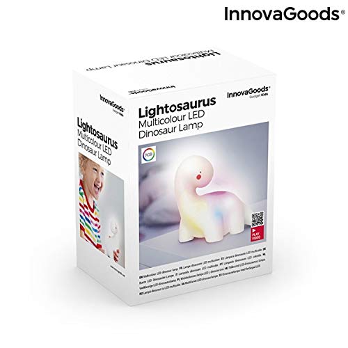 InnovaGoods Lámpara Dinosaurio LED Multicolor Lightosaurus, Blanco