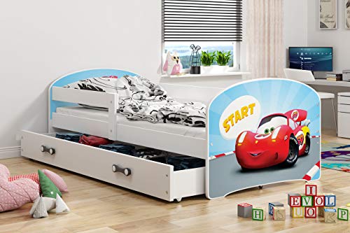 Interbeds Cama Individual LUKI - Blanco,160X80, con cajón, somier y colchón de Espuma Gratis! (Coche)