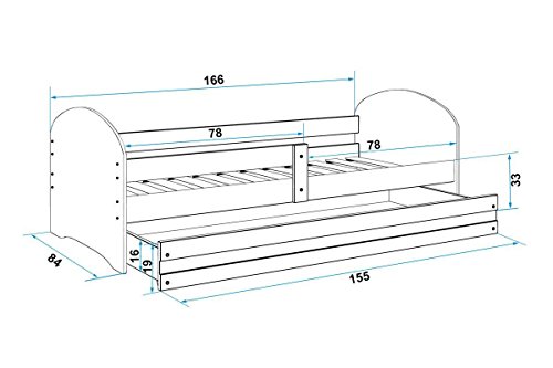 Interbeds Cama Individual LUKI - Blanco,160X80, con cajón, somier y colchón de Espuma Gratis! (Coche)