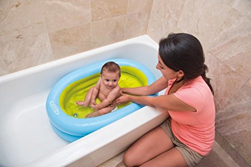 Intex - Bañera hinchable para bebés y bomba manual, 86 x 64 x 23 cm (48421NP)