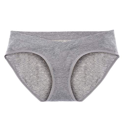 Intimate Portal Mujer Algodón Bajo el Vientre de Braguitas de Bikini Premamá Negro Gris Beige (PK de 3) M