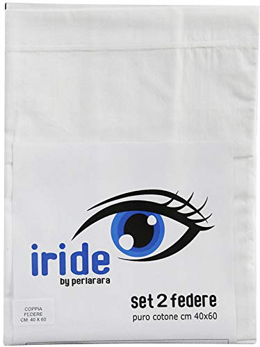 Iride by Perlarara Lot 2 taies d’oreiller pour lit d’enfant, 100% pur coton, 40 x 60 cm, lavable Blanc