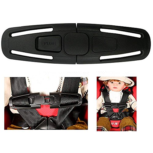 ISKIP Hebilla para Cinturón de Seguridad de Coche, Cinturón de Seguridad, Arnés para el Pecho, Hebilla Segura para Bebés y Niños, Color Negro