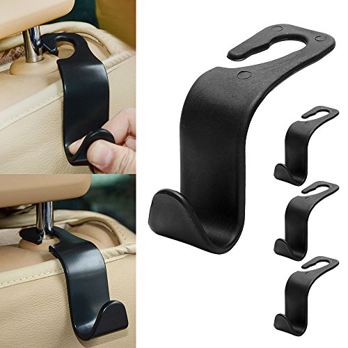 iTimo - Juego de 4 ganchos para reposacabezas de coche, cierre automático, para asiento trasero, para equipaje, para remolque, organizador de coche