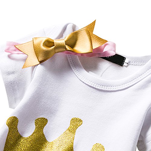 IWEMEK Bebé 1er / 2 ° Cumpleaños Unicornio Niñas Princesa Trajes de Fiesta 3pcs Conjunto de Mameluco + Tutú Falda + Bowknot/Unicornio Diadema Carnaval 3pcs Set Disfraz