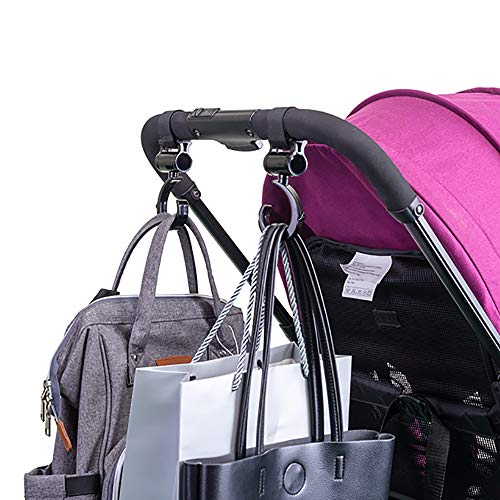 Jaetech House Ganchos Carrito Bebé Engancha Tus Bolsas de la Compra, Bolso o Cambiador en el Manillar de la Sillita, Cochecito o Silla de Ruedas(Pack de 2. Ajuste Universal)