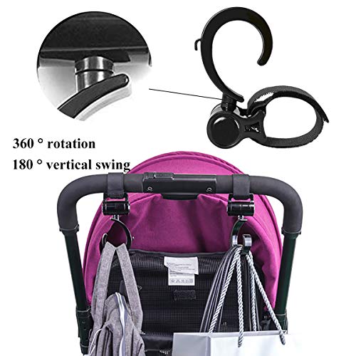 Jaetech House Ganchos Carrito Bebé Engancha Tus Bolsas de la Compra, Bolso o Cambiador en el Manillar de la Sillita, Cochecito o Silla de Ruedas(Pack de 2. Ajuste Universal)