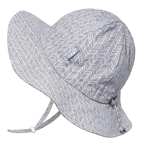 Jan & Jul Baby Unisex Cotton Sun Hat 50 UPF, Adjustable Good Fit, Stay-on Tie (S: 0-6m, Grey Herringbone)