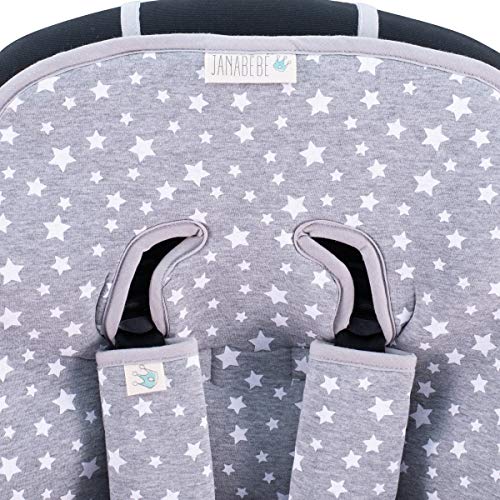 JANABEBE Funda Colchoneta para Cochecitos + Arneses (White Star)