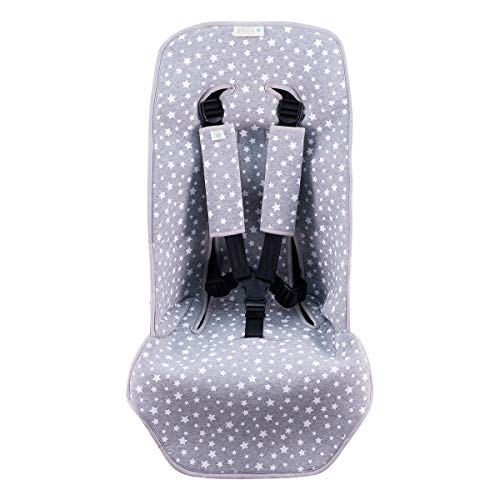 JANABEBE Funda Colchoneta para Cochecitos + Arneses (White Star)