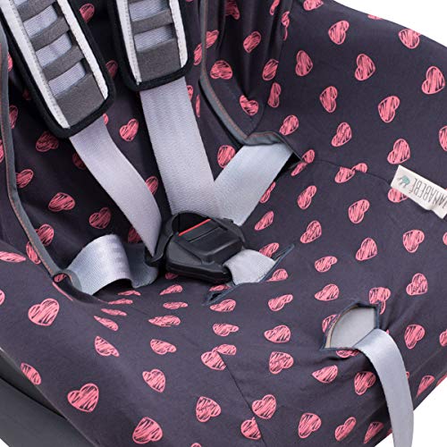 JANABEBE Funda Universal para Silla de Coche Grupo 1-2-3 Flúor heart