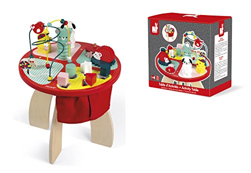 Janod- Baby Forest Mesa de Actividades, Multicolor, 40 x 40 x 56 cm (Jura Toys J08018)