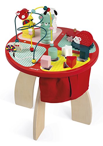 Janod- Baby Forest Mesa de Actividades, Multicolor, 40 x 40 x 56 cm (Jura Toys J08018)