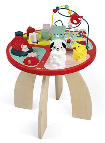 Janod- Baby Forest Mesa de Actividades, Multicolor, 40 x 40 x 56 cm (Jura Toys J08018)