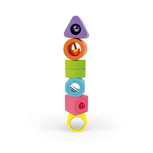 Janod- Puzzle DE 6 Cubos SENSORIALES I Wood Sensoriels, Multicolor (Juratoys SAS J05332)