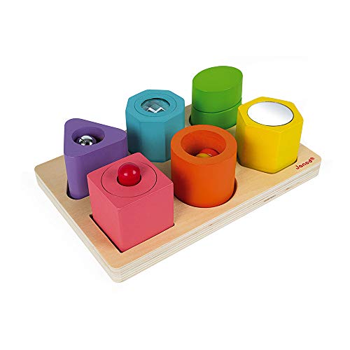 Janod- Puzzle DE 6 Cubos SENSORIALES I Wood Sensoriels, Multicolor (Juratoys SAS J05332)