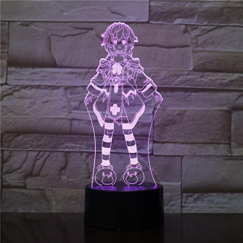 jiushixw Luz de Noche Que Cambia de Color 3D con luz de Tableta de Control Remoto Animal Sailor Moon reemplazo Halloween Regalo Infantil Fan Dingbang lámpara de Mesa Galaxy