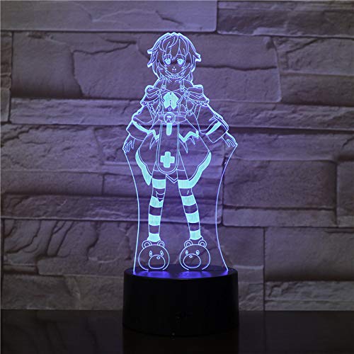 jiushixw Luz de Noche Que Cambia de Color 3D con luz de Tableta de Control Remoto Animal Sailor Moon reemplazo Halloween Regalo Infantil Fan Dingbang lámpara de Mesa Galaxy