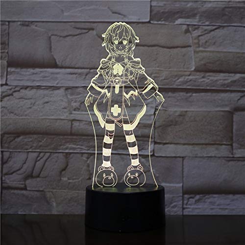 jiushixw Luz de Noche Que Cambia de Color 3D con luz de Tableta de Control Remoto Animal Sailor Moon reemplazo Halloween Regalo Infantil Fan Dingbang lámpara de Mesa Galaxy