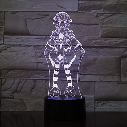 jiushixw Luz de Noche Que Cambia de Color 3D con luz de Tableta de Control Remoto Animal Sailor Moon reemplazo Halloween Regalo Infantil Fan Dingbang lámpara de Mesa Galaxy