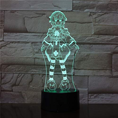 jiushixw Luz de Noche Que Cambia de Color 3D con luz de Tableta de Control Remoto Animal Sailor Moon reemplazo Halloween Regalo Infantil Fan Dingbang lámpara de Mesa Galaxy