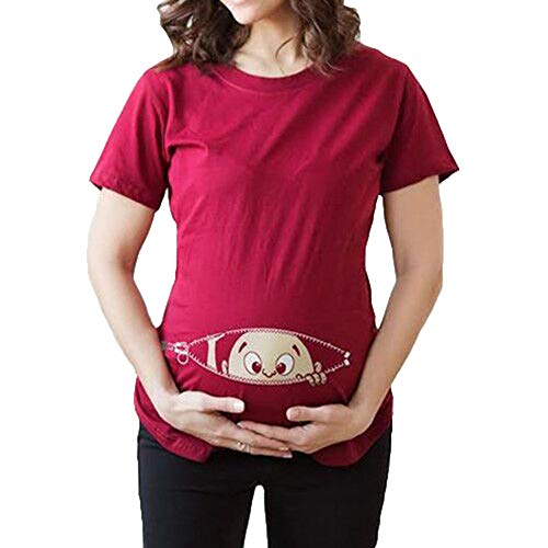 JiXuan Mujeres Imprimir Embarazadas Casual Enfermería Blusa Bebé para Maternidad Camiseta Tops