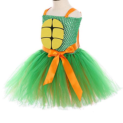 JJAIR Disfraces de Halloween Tortuga Ninja para Las Muchachas del cumpleaños de rol de Vestuario en Capas de Tul tutú del Ballet del Vestido de la Falda de la Princesa con Capa,1,140