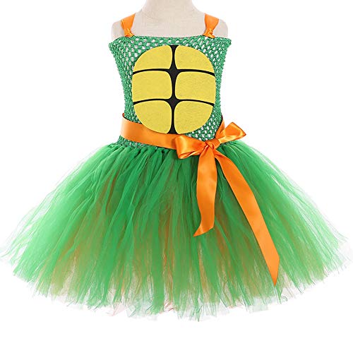 JJAIR Disfraces de Halloween Tortuga Ninja para Las Muchachas del cumpleaños de rol de Vestuario en Capas de Tul tutú del Ballet del Vestido de la Falda de la Princesa con Capa,1,140