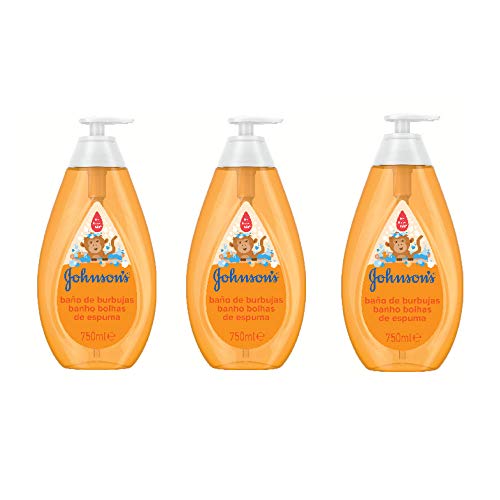 Johnson's Baby Baño de Burbujas para niños, formulado para la piel delicada de los bebés - 3 x 750 ml