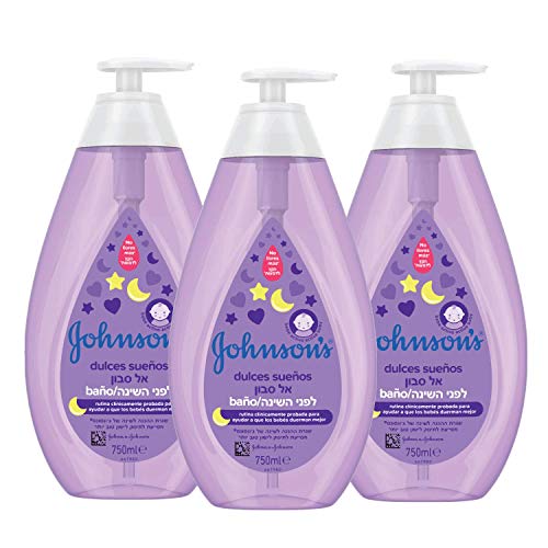 Johnson's Baby Baño Dulces Sueños, delicado para la piel y el uso diario - 3 x 750 ml