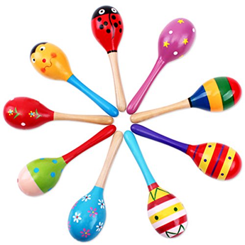 Joyibay Niños Shaker, 6 Piezas Musical Maraca de Madera Partido Educativo Martillo de Arena para Niños Pequeños (Color Aleatorio)