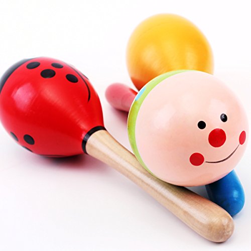 Joyibay Niños Shaker, 6 Piezas Musical Maraca de Madera Partido Educativo Martillo de Arena para Niños Pequeños (Color Aleatorio)