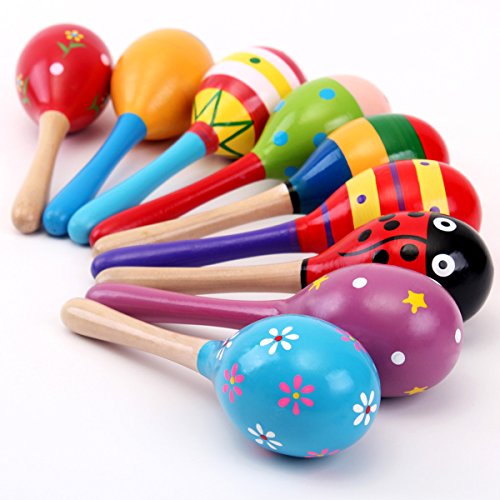 Joyibay Niños Shaker, 6 Piezas Musical Maraca de Madera Partido Educativo Martillo de Arena para Niños Pequeños (Color Aleatorio)