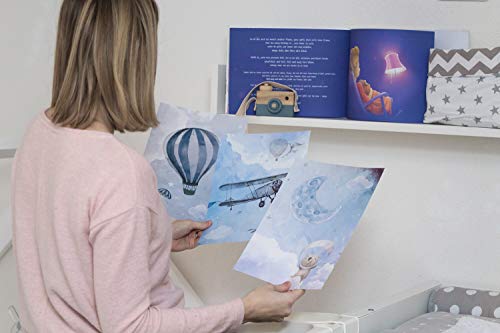 Juego de 3 pósteres DIN A4 para habitación infantil y marcos de fotos, pósteres para niños, imágenes para habitación de bebé, imágenes para bebés, decoración para habitación infantil Watercolor - Blau