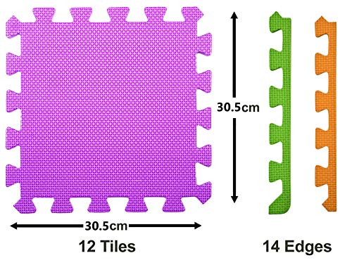 Juego de alfombrillas de espuma EVA para niños de Edukit, 12 azulejos de espuma de diferentes colores, que se conectan entre sí