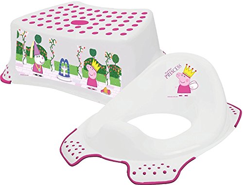 Juego de asiento de inodoro y taburete de entrenamiento, de Peppa Pig y George, con patas y superficie antideslizantes (Solutions EU 49509)