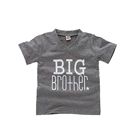 Juego de camisas de hermano bodys de una pieza para hermanos grandes Siter y hermanos pequeños, set de regalo Big Brother Grey. 130 cm (4-5 años)